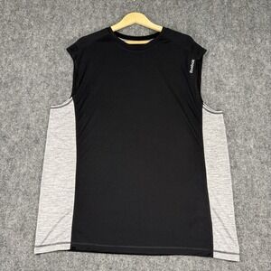 Reebok Athletic Tank Top Mens 2XL Black Gray Sleeveless Training